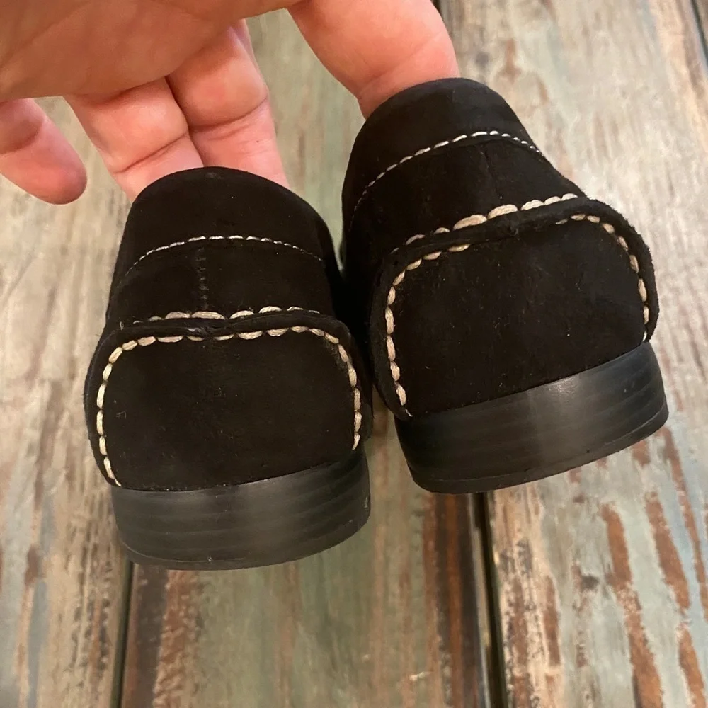 Anne Klein Suede Hanya Loafer Black Suede Leather Women’s Size 6 Flats Shoes